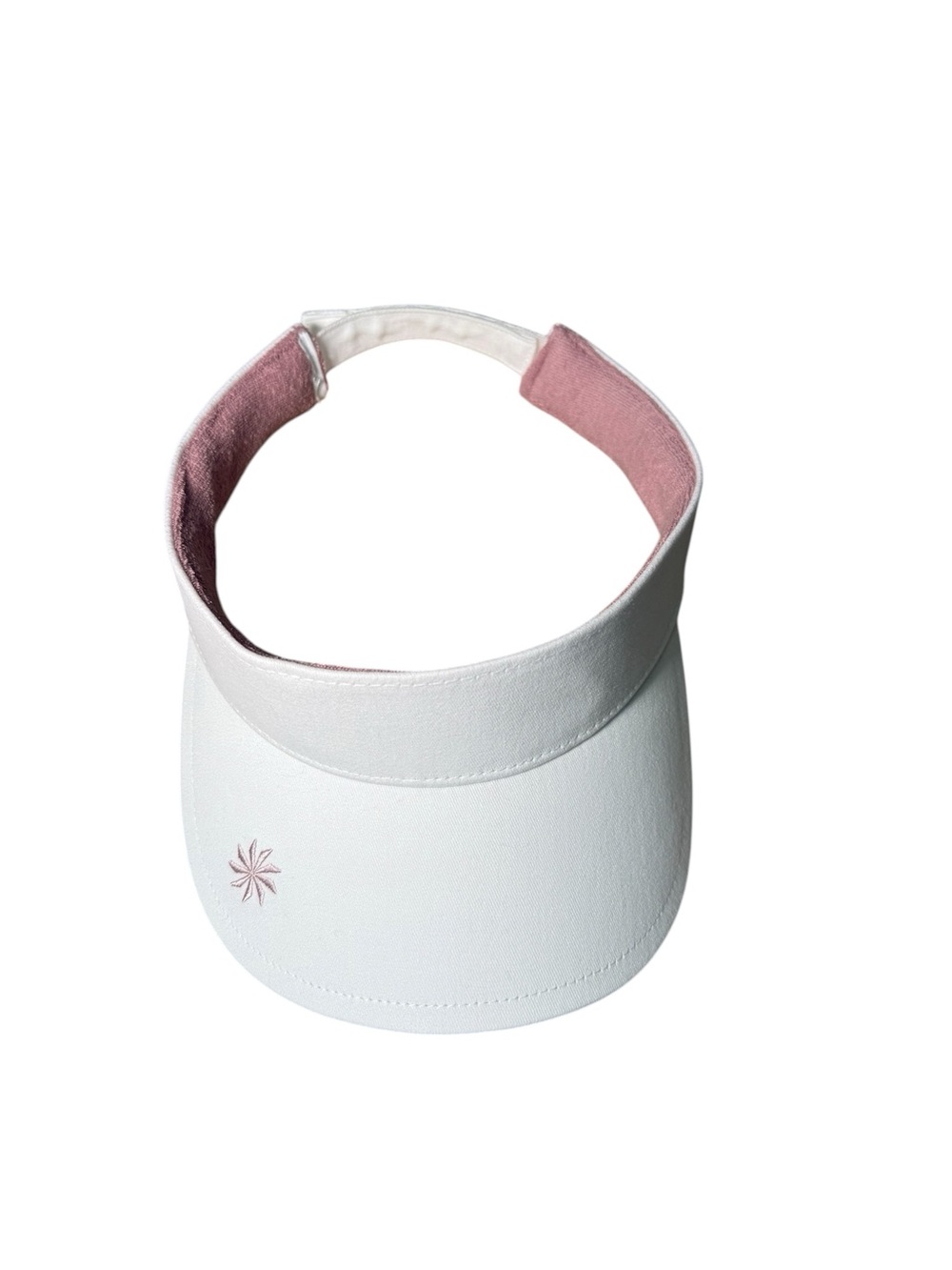 Athleta Girl Fun In The Sun Visor White Pink Starburst Logo Adjustable OS
